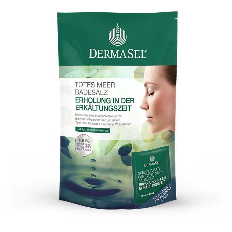 DermaSel Badesalz Erkältungszeit +20ml Beutel 400g