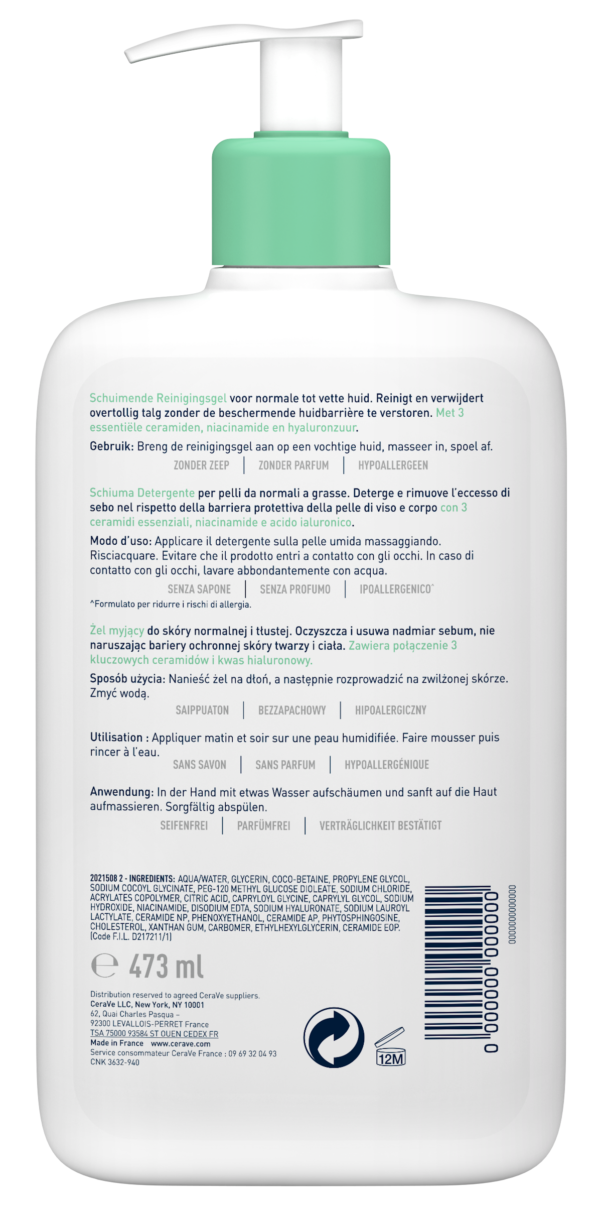 CeraVe Gel detergente schiumoso 473ml