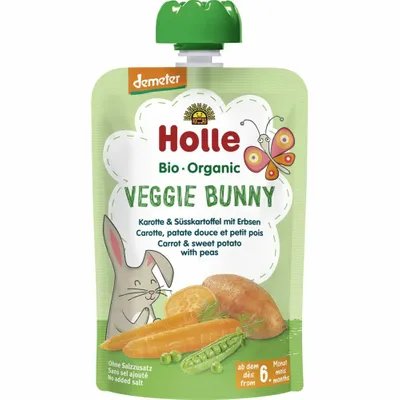 Holle Veggie Bunny - Marsupio carote patate dolci piselli 100g