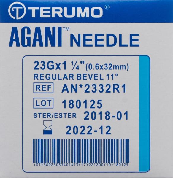 Terumo Agani cannula monouso 23G 0,6x32mm blu 100 pezzi