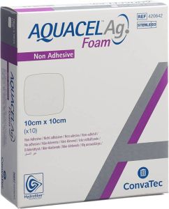 AQUACEL Ag Foam medicazione in schiuma non adesiva 10x10cm 10 pezzi