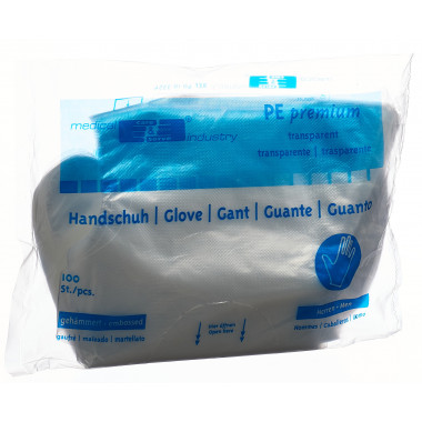 Guanti in plastica Gribi PE 295mm uomo trasparente a coste non sterile 100 pezzi