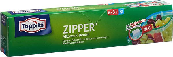 Toppits Sacchetto multiuso con chiusura a cerniera 3l 8 pezzi