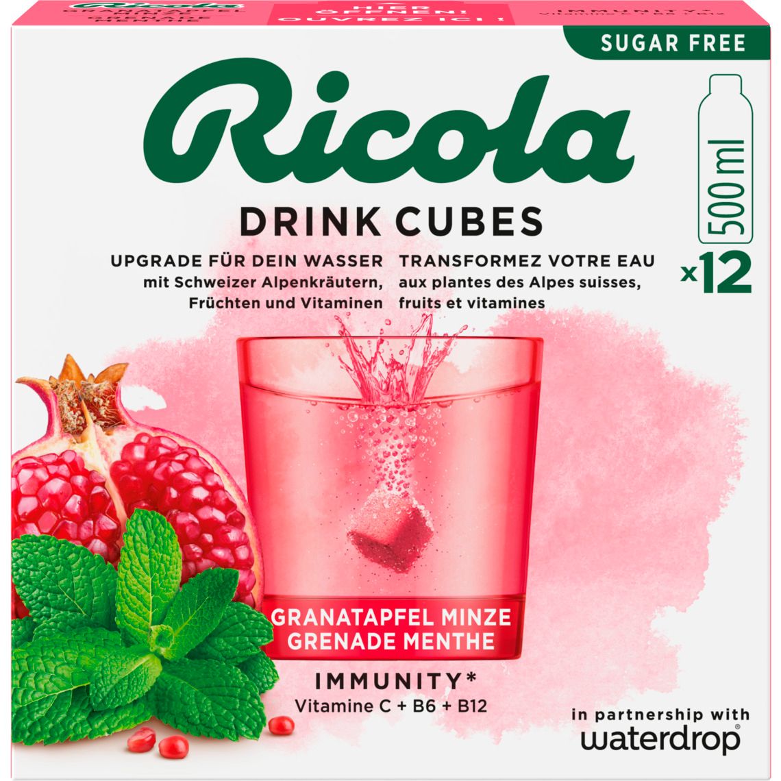 Ricola Drink Cubes Melograno Menta senza zucchero 25,8g