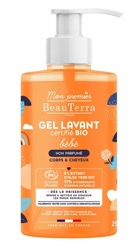 BeauTerra Baby Shower Gel senza profumo bio 750ml