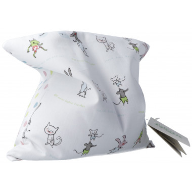 Cuscino verde cielo per stupro 20x20cm dear critters