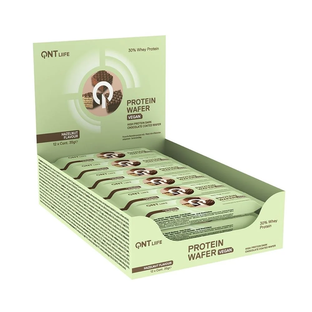 QNT Wafer proteico vegano alla nocciola 12 x 35 g
