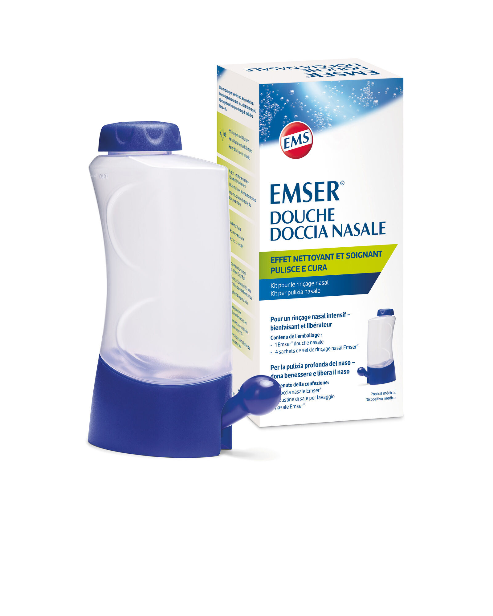Doccia nasale Emser + 4 bustine di sale per sciacqui nasali