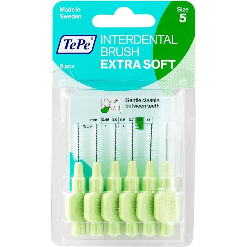 TePe Scovolino interdentale 0,8 mm x-morbido verde 6 pezzi