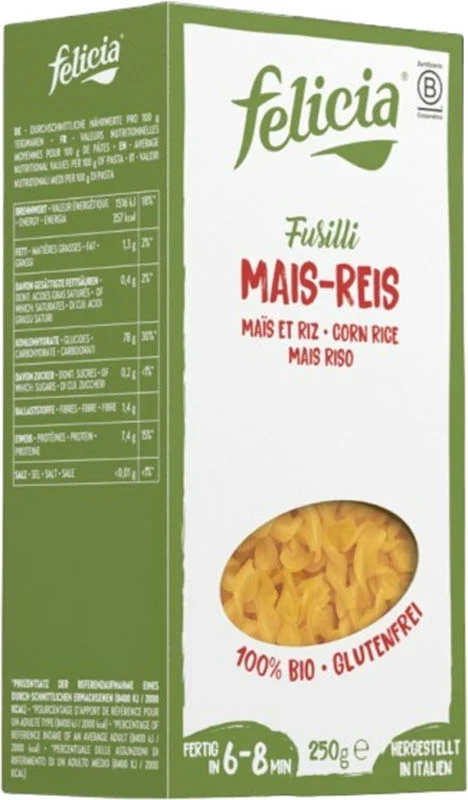 Fusilli di riso al mais FELICIA senza glutine 250g