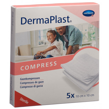 Compresse Dermaplast 10x10cm 8-fold 5 x 2 pezzi