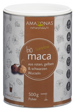 AMAZONAS maca biologica in polvere pura al 100% in barattolo 500g