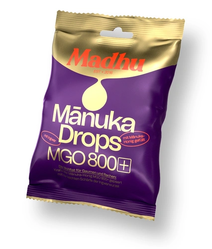 MADHU Manuka Drops Fungo ostrica MGO 800+ Zenzero 20 pezzi