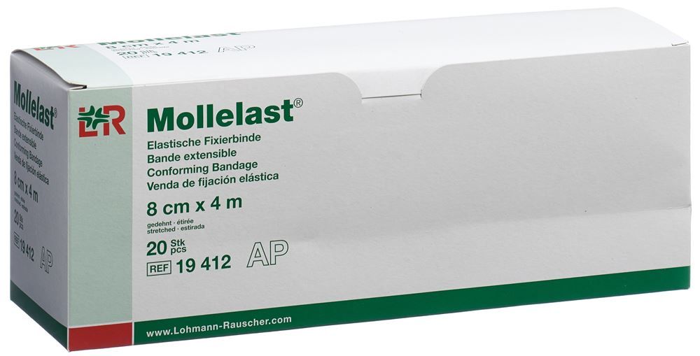 MOLLELAST Benda di fissaggio Elast 8cmx4m bianco 20 pezzi