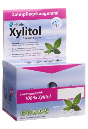 MIRADENT Gomma da masticare allo xilitolo Menta 12 x 30 pezzi