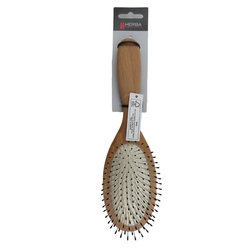 Spazzola per capelli HERBA perni metallici ovali in legno di faggio FSC
