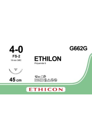 ETHILON 45cm verde monof 1xFS-2 4-0 12 pezzi