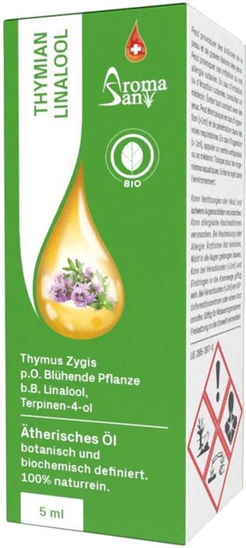 Aromasan timo zigolo linalolo etere/olio organico 5ml
