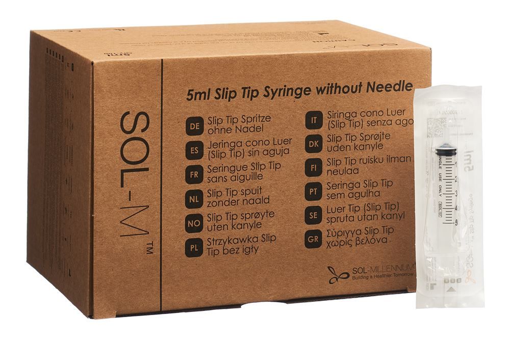 Sol-M siringa monouso 5ml SlipTip Confezione 100 pezzi