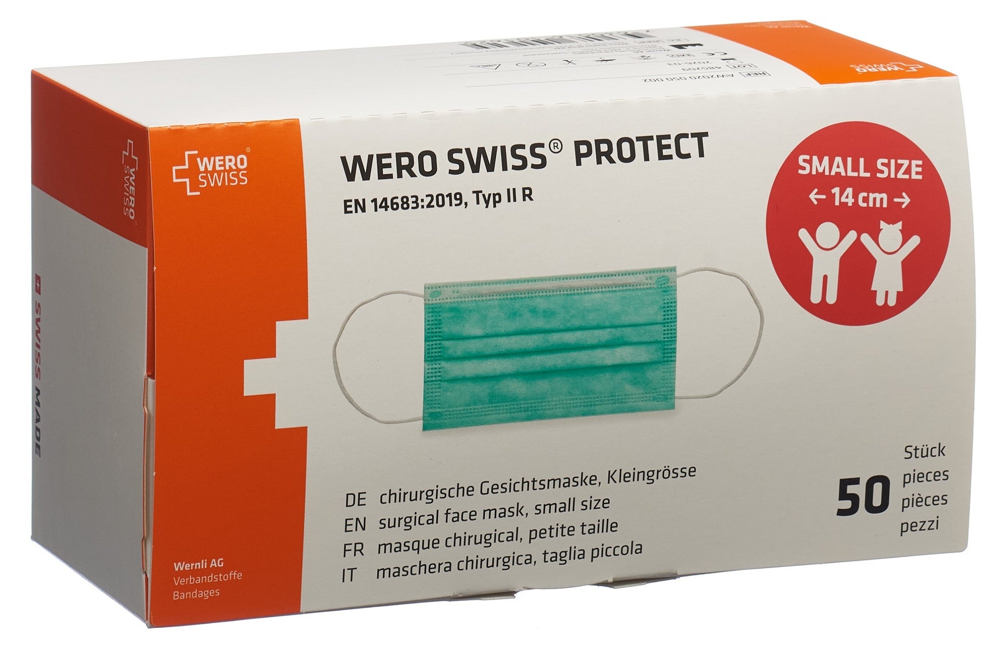 WERO SWISS Maschera di protezione di tipo IIR di piccole dimensioni Scatola 50 pezzi