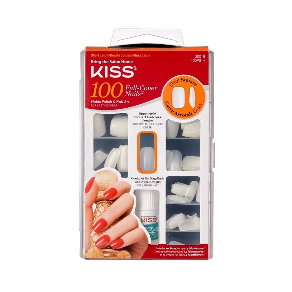 KISS Unghie lisce con copertura completa e tips Short Square