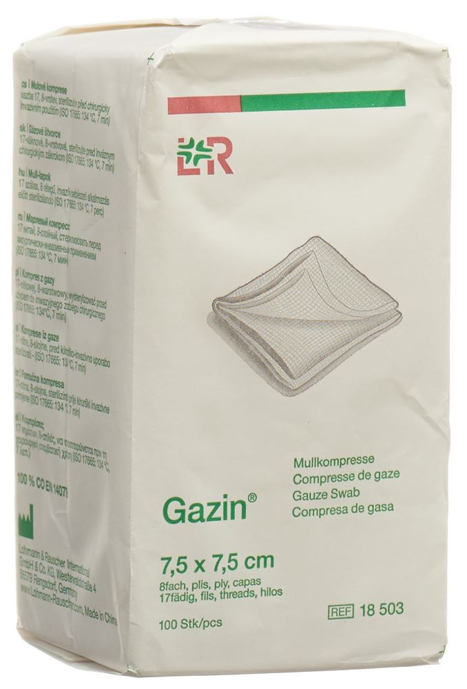 GAZIN compresse di garza 7,5x7,5cm 8f non sterili 100 pezzi