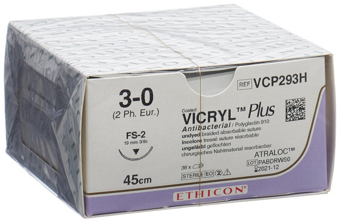 VICRYL PLUS 45 cm non colorato 3-0 FS-2 36 pezzi