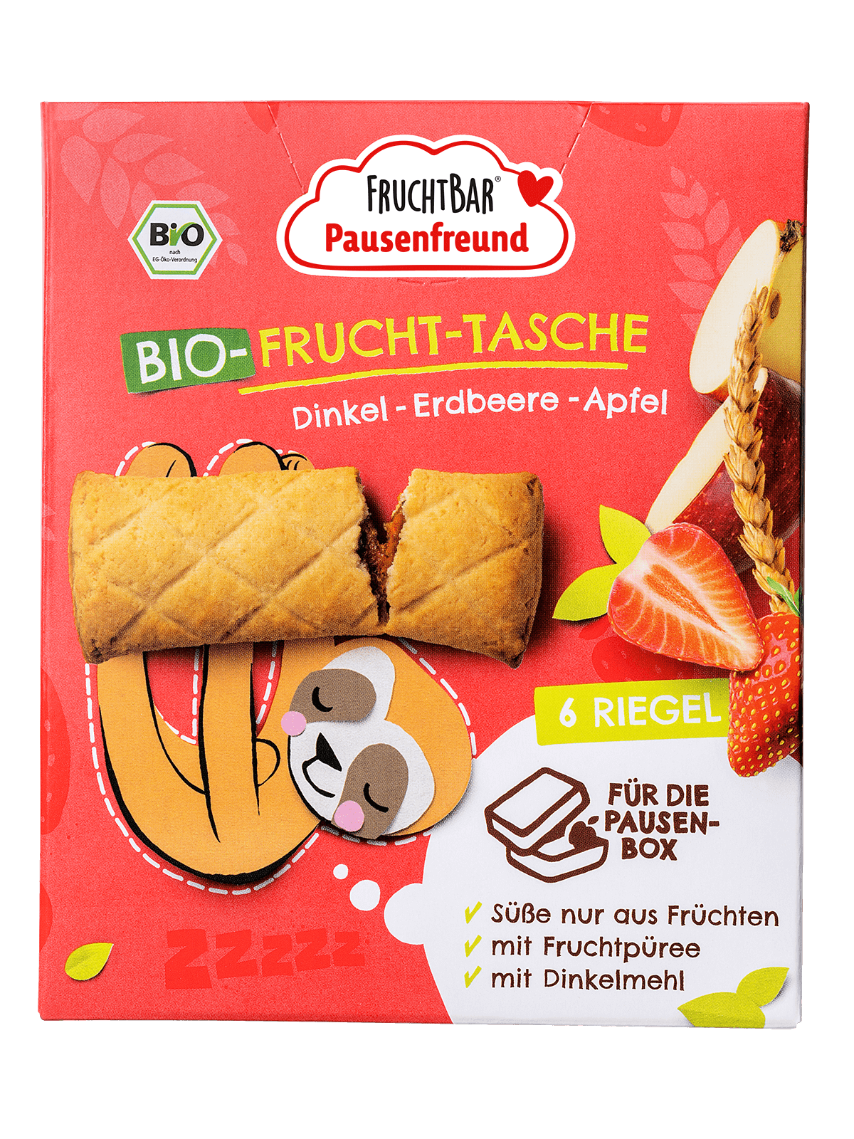 Fruchtbar Frutta in busta di farro biologico Fragola Mela 6x 22g
