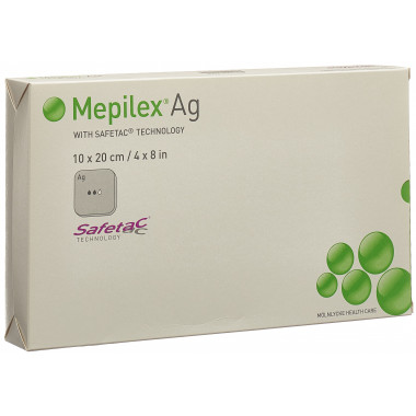 Medicazione in schiuma Mepilex Ag Safetac 10x20cm in silicone 5 pezzi