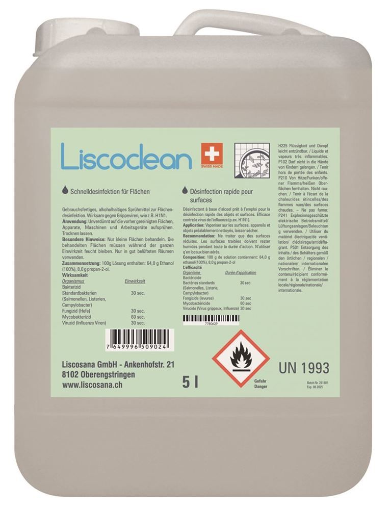 LISCOCLEAN bombola per la disinfezione delle superfici 5lt