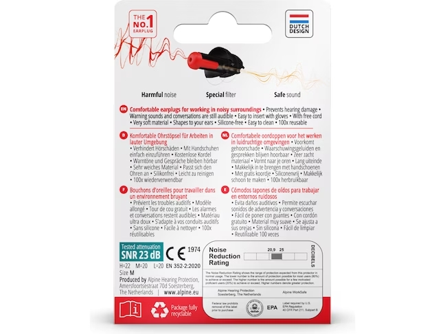 Tappi per orecchie ALPINE WorkSafe 1 paio