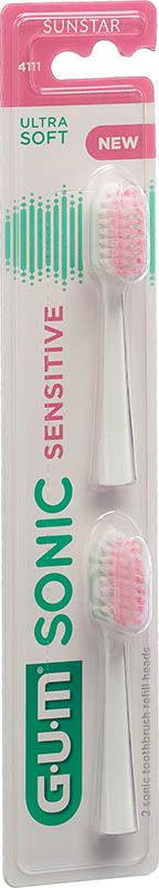GUM Sonic Sensitive testine di ricambio bianche 2 pezzi
