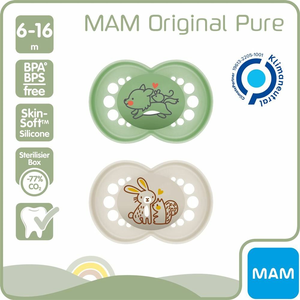 MAM Original Nuggi Pure Rubber 6-16 mesi 2 pezzi