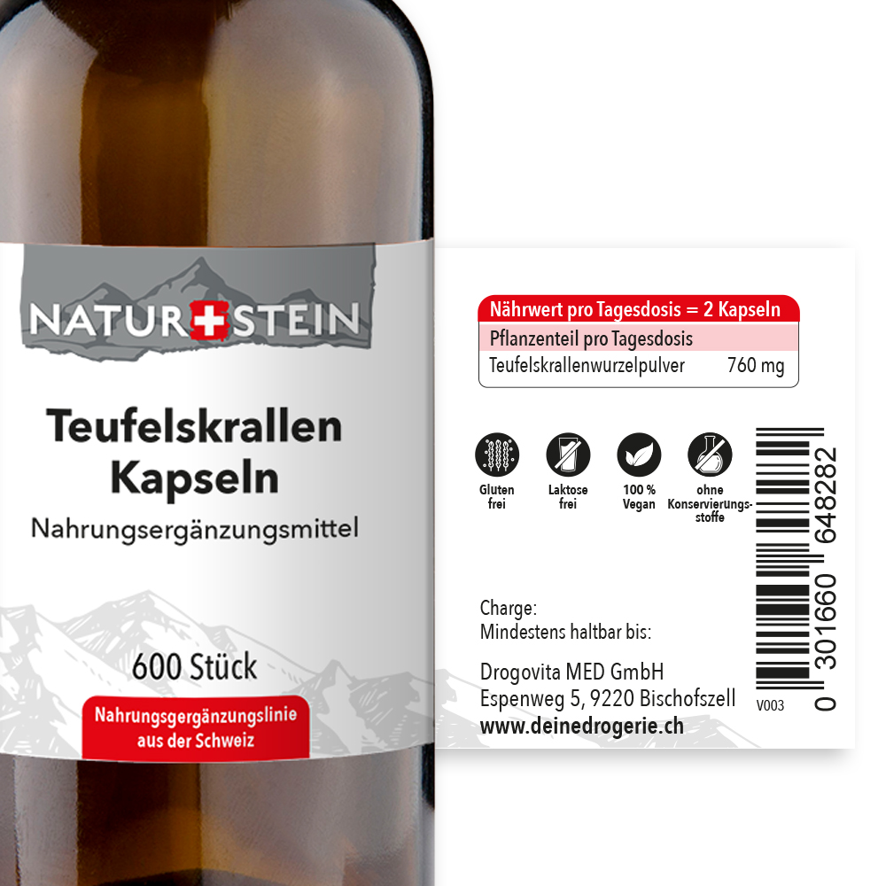 Naturstein Teufelskrallen Kapseln 600 Stück