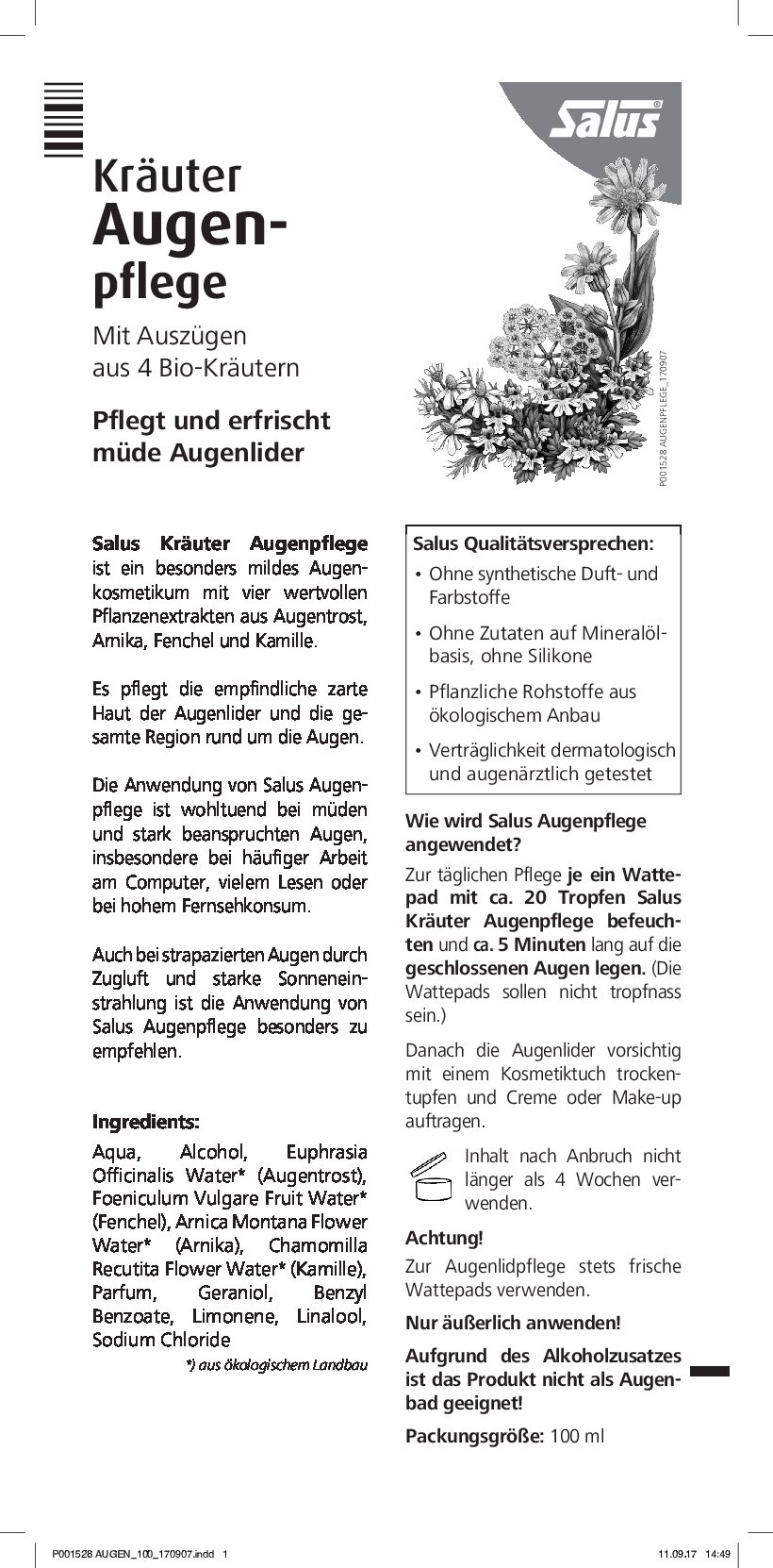 Salus® Flacone per la cura degli occhi alle erbe 100ml
