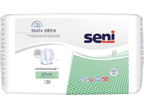 San Seni Plus assorbenti anatomici traspiranti 37x69cm 8 gocce 30 pezzi