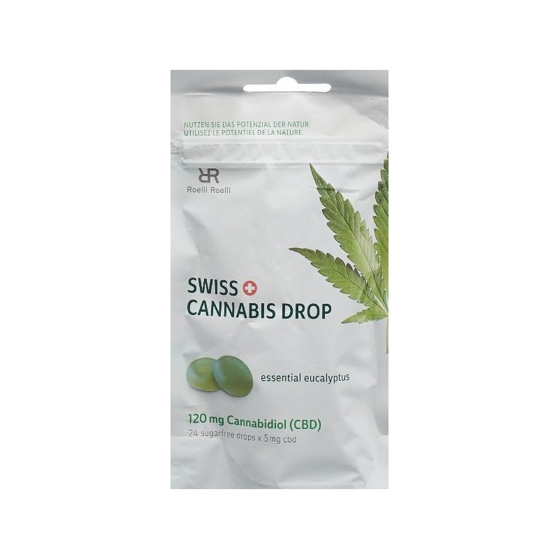 SWISS CANNABIS Drop 120 mg CBD Pastiglie Eucalipto senza zucchero 12 x 24 pezzi