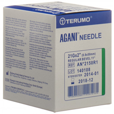 Terumo Agani cannula monouso 21G 0,8x50 mm verde 100 pezzi
