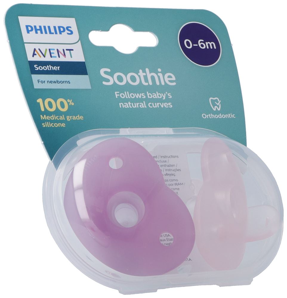 Philips AVENT Curved Soothie Pink 0-6m Steri 2 pezzi