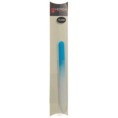 Lima per unghie in vetro Herba in astuccio 14cm azzurro