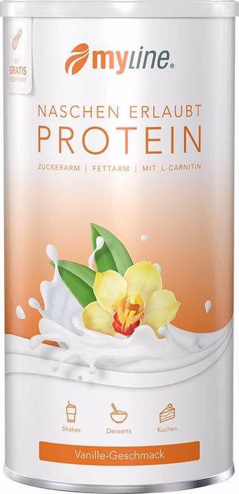 MYLINE Proteine con L-carnitina in polvere, gusto vaniglia, senza aspartame, 400 g