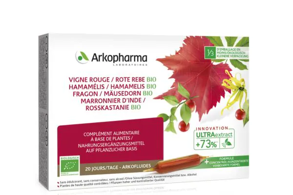 Arkofluide Vite rossa Amamelide Ginestra Ippocastano Fiale da bere Bio 20 pezzi