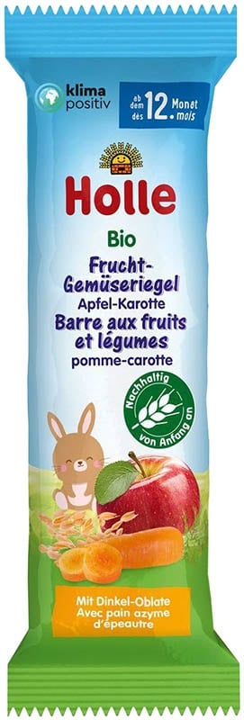 HOLLE Barretta di frutta e verdura Mela e Carota Bio 25 g