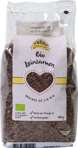 LEIBUNDGUT Semi di lino biologici, confezione da 400 g