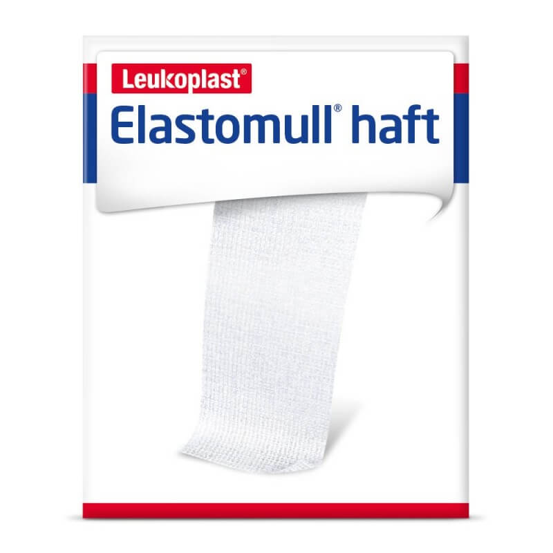 Benda di garza adesiva Elastomull 4mx10cm in rotolo bianco