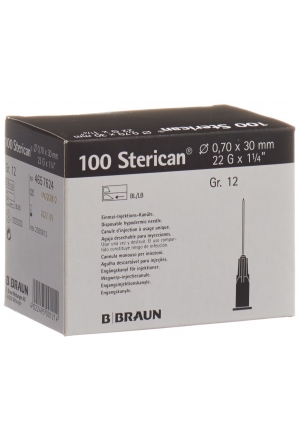 Ago Sterican 22G 0,70x30 mm nero Luer 100 pz.