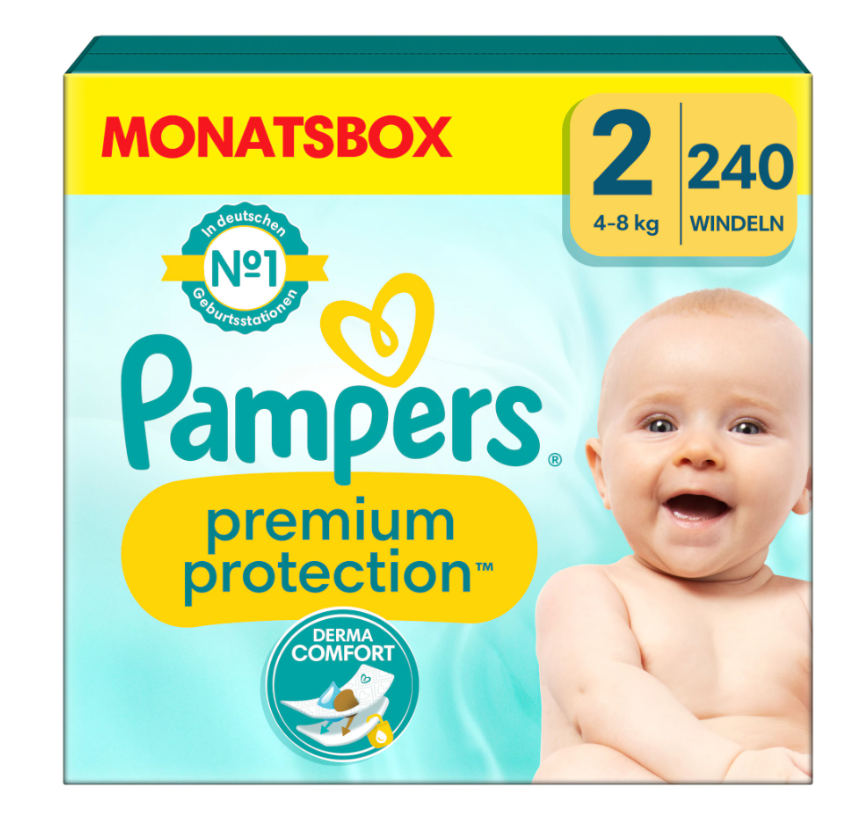 Pampers Prem Prot NB Gr2 4-8kg Mini Mese 240 pezzi