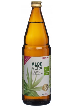 Succo di aloe vera biologico puro al 100 % bottiglia in vetro premium 0,75 lt
