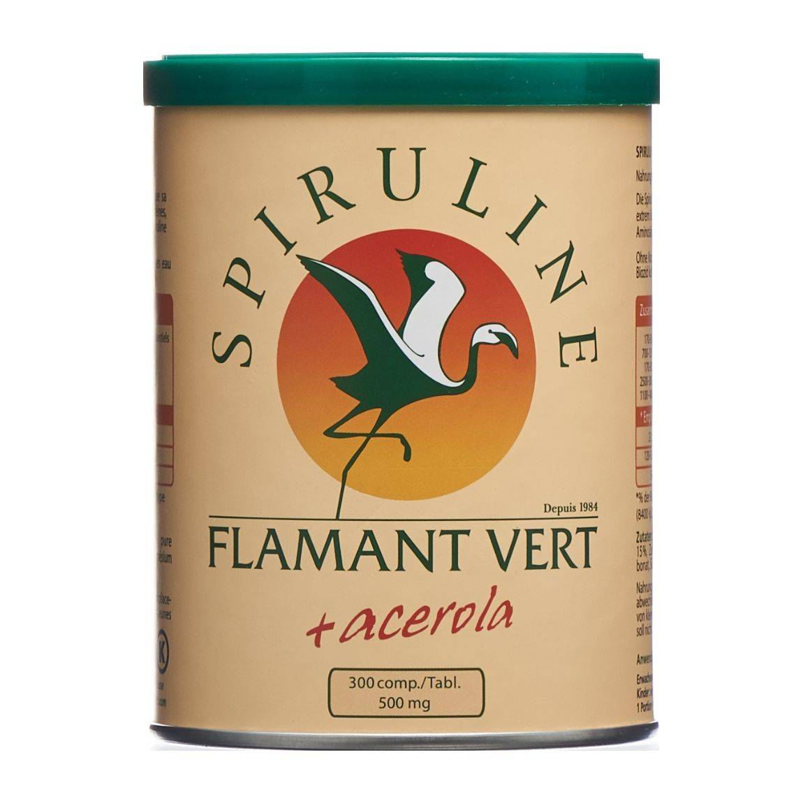 Spirulina Flamant Vert + Acerola (Vitamina C) Compressa 500mg 300 pezzi
