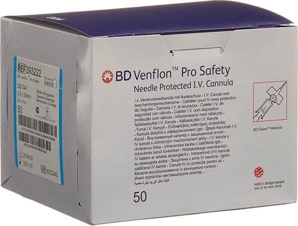 BD VENFLON Pro Safety 22G 0,9x25mm blu 50 pezzi
